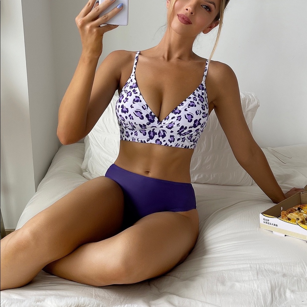 SHEIN purple leopard bikini